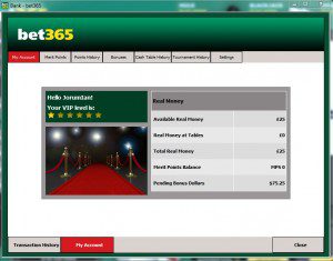 Bet365 Account screen