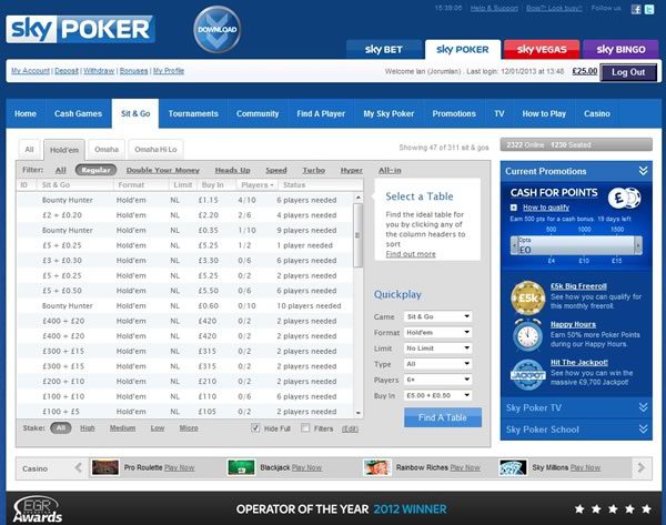 Sky Poker SNG