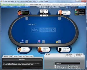 Sky Poker cash game table