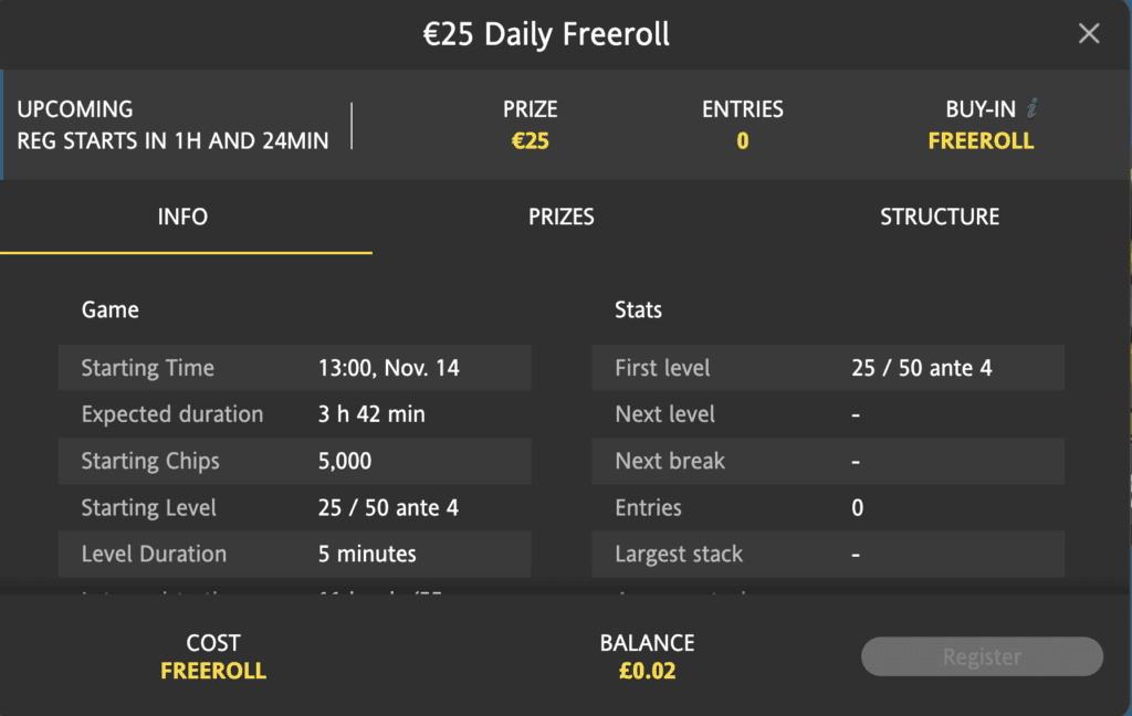 Bet365 Freeroll info