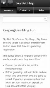 SkyBet Responsible Gambling 2