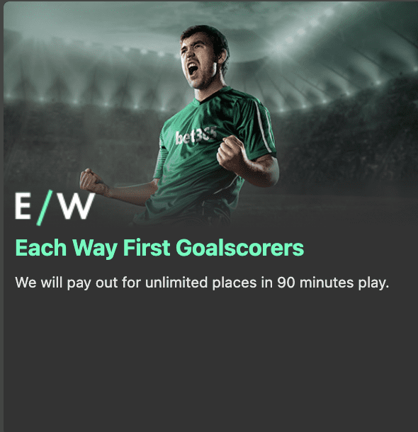 Each Way First Goalscorer bets at bet365