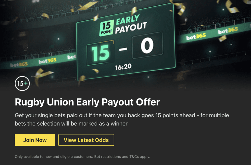 Rugby Union Ealy Payout