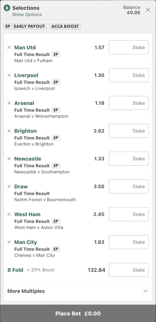 Accumulator betting at bet365