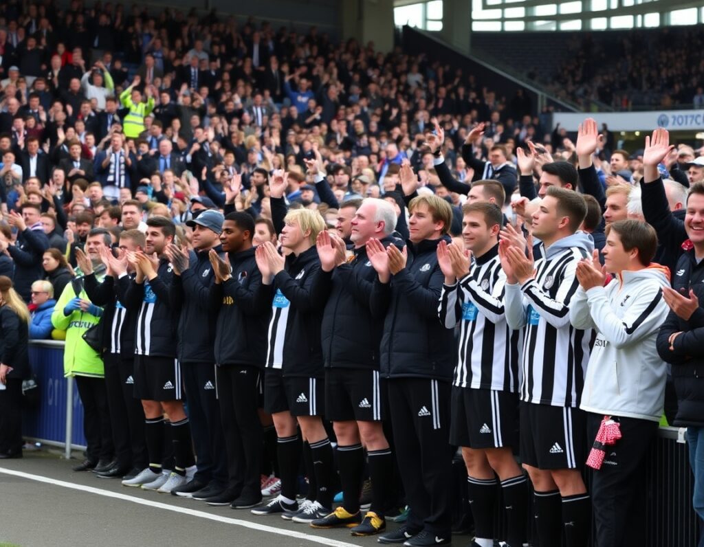 Ian John The Newcastle United squad and manager applauding 5a4a4630 39fe 4d67 b9c4 629043a48ab4