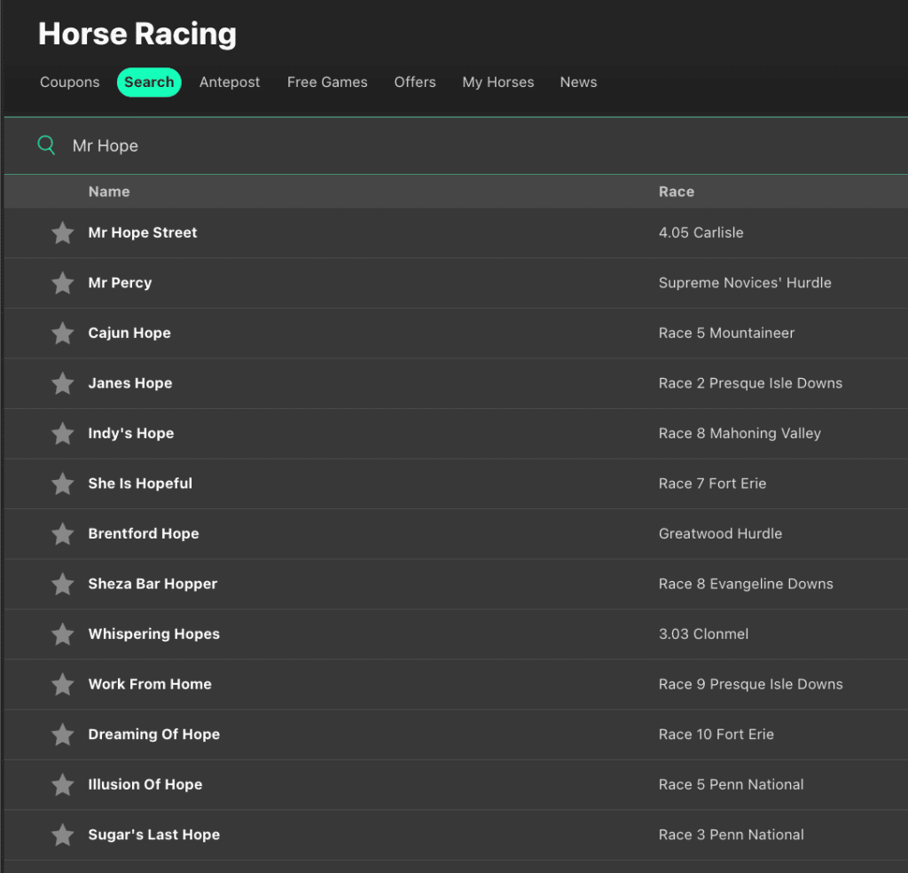 Bet365 Horse Search Research