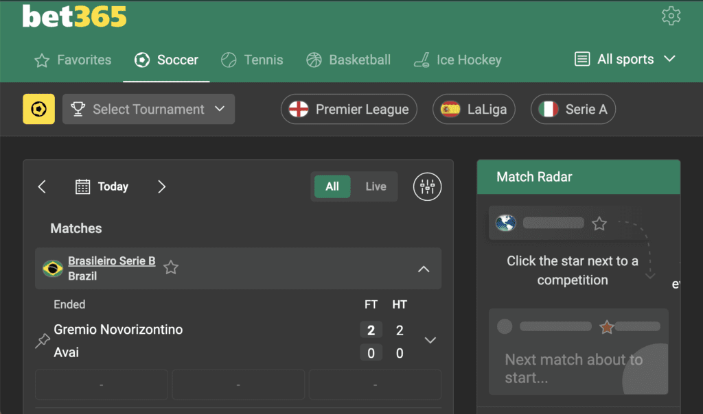 Live Scores at bet365