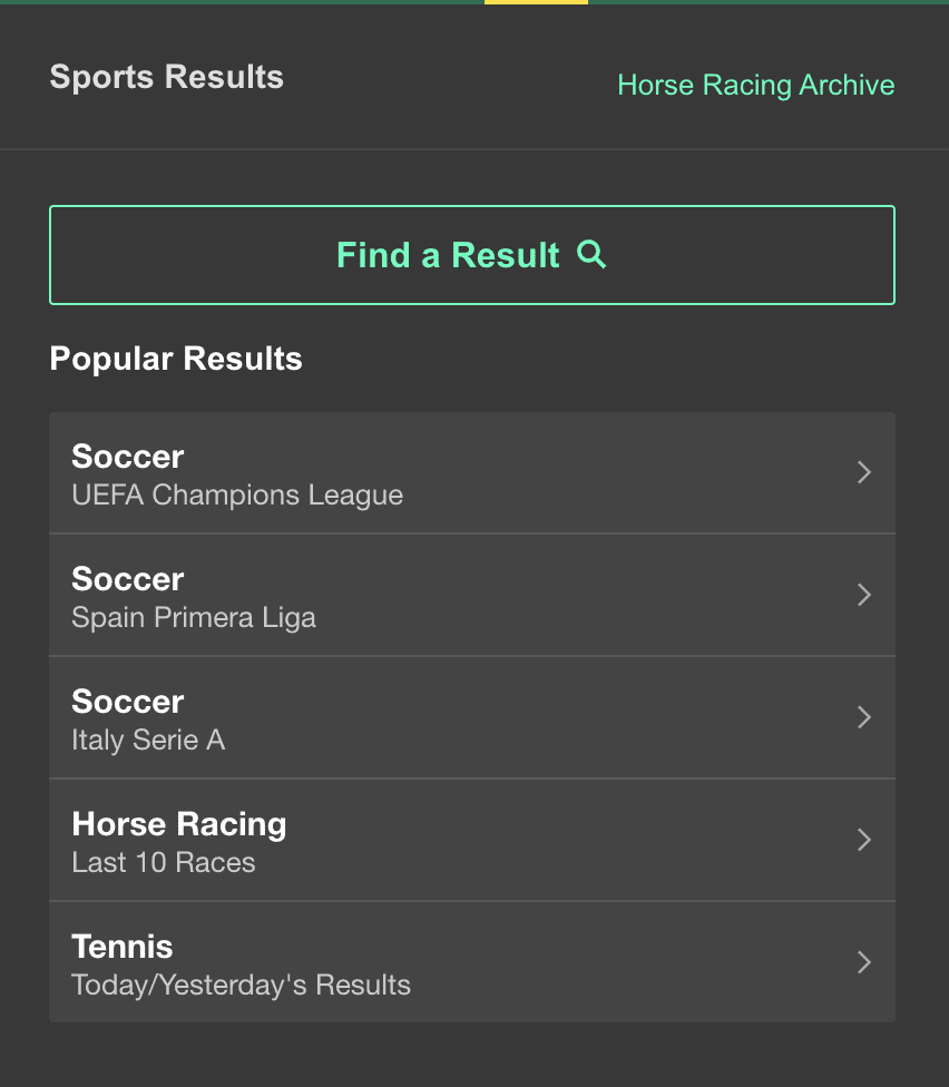 Bet365 Results