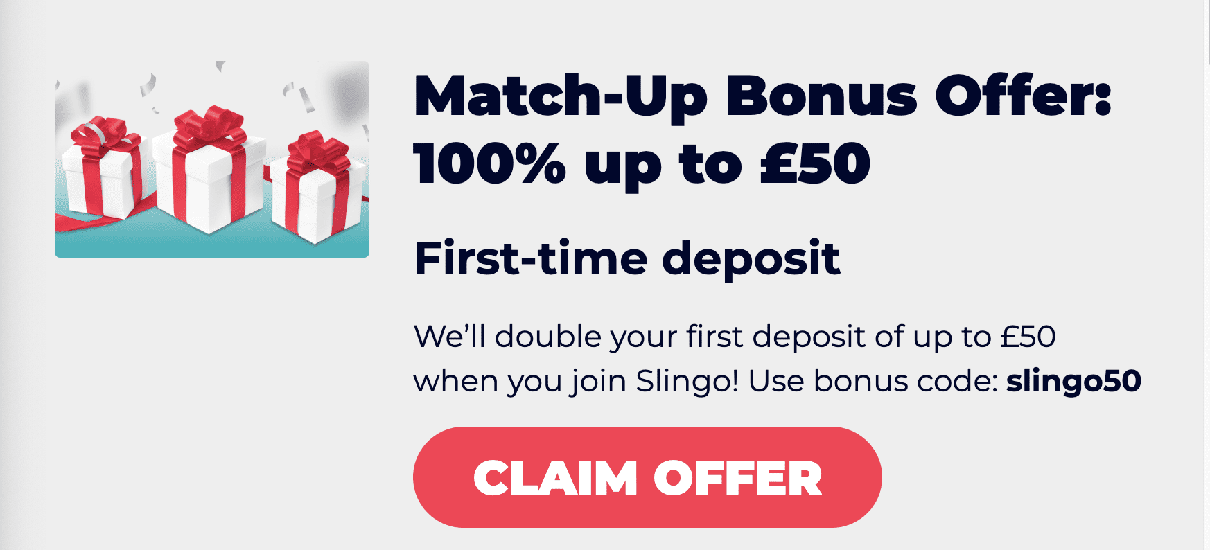 Slingo Match Deposit BWelcome Offer