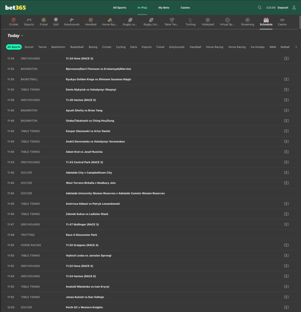 Live Streaming Schedule