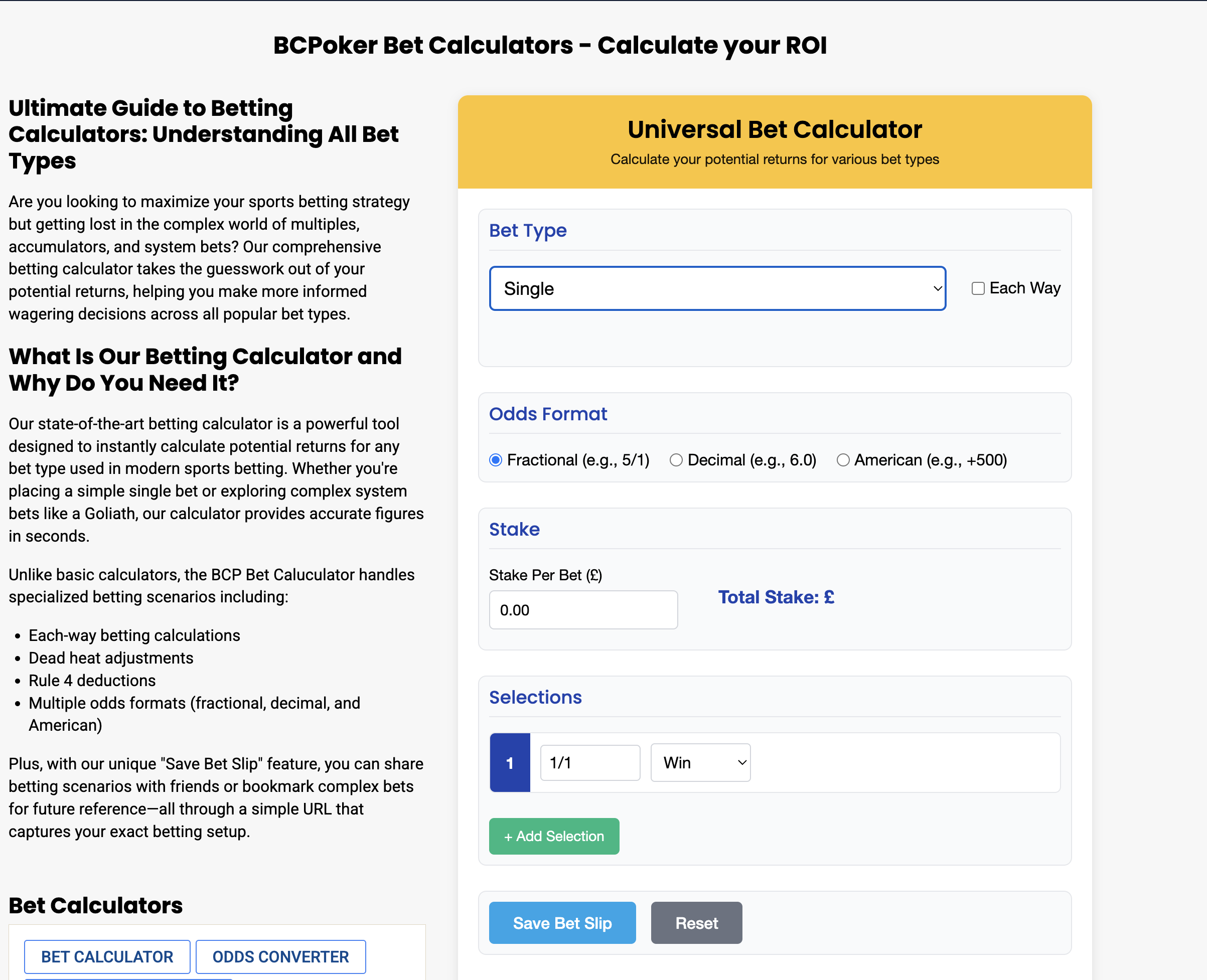 Bet Calculator