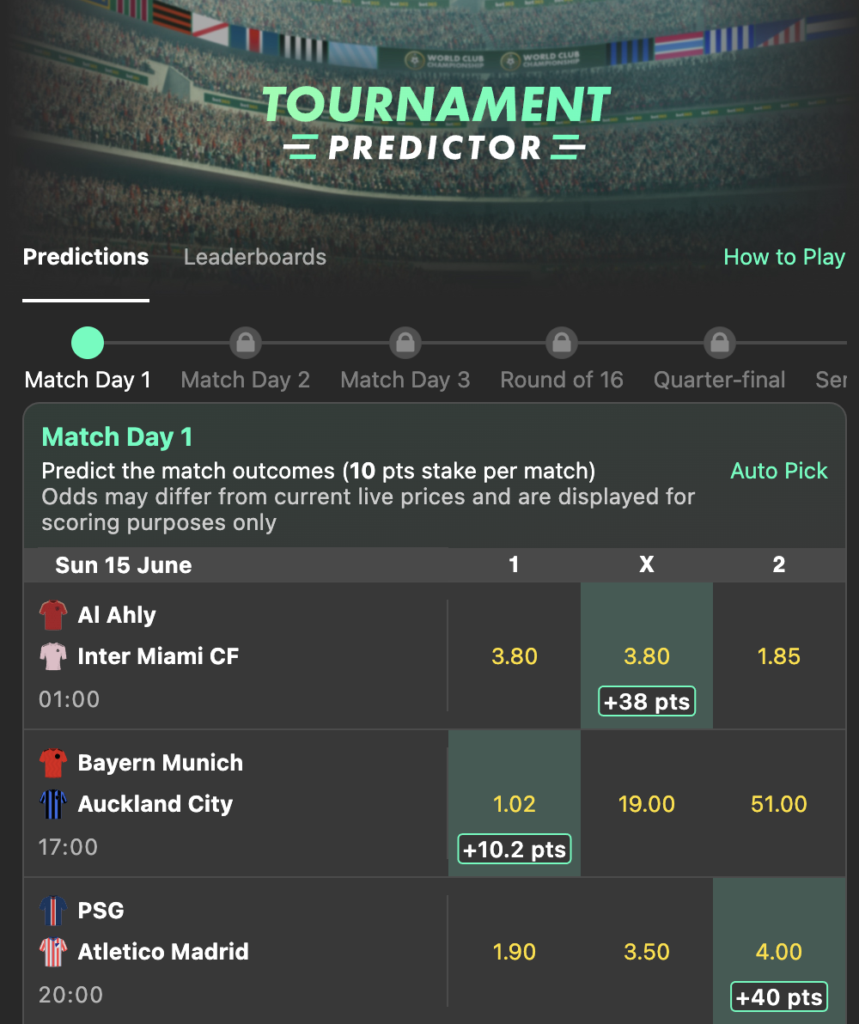 bet365 FIFA Club World Cup Tournament Predictor