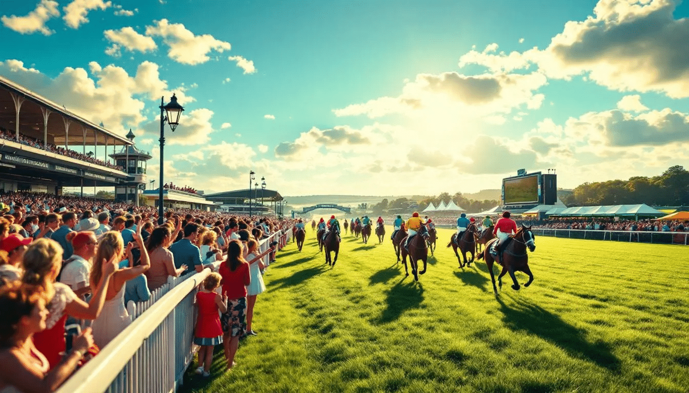 A picturesque view of the Irish Guineas Festival celebrating flat racing.