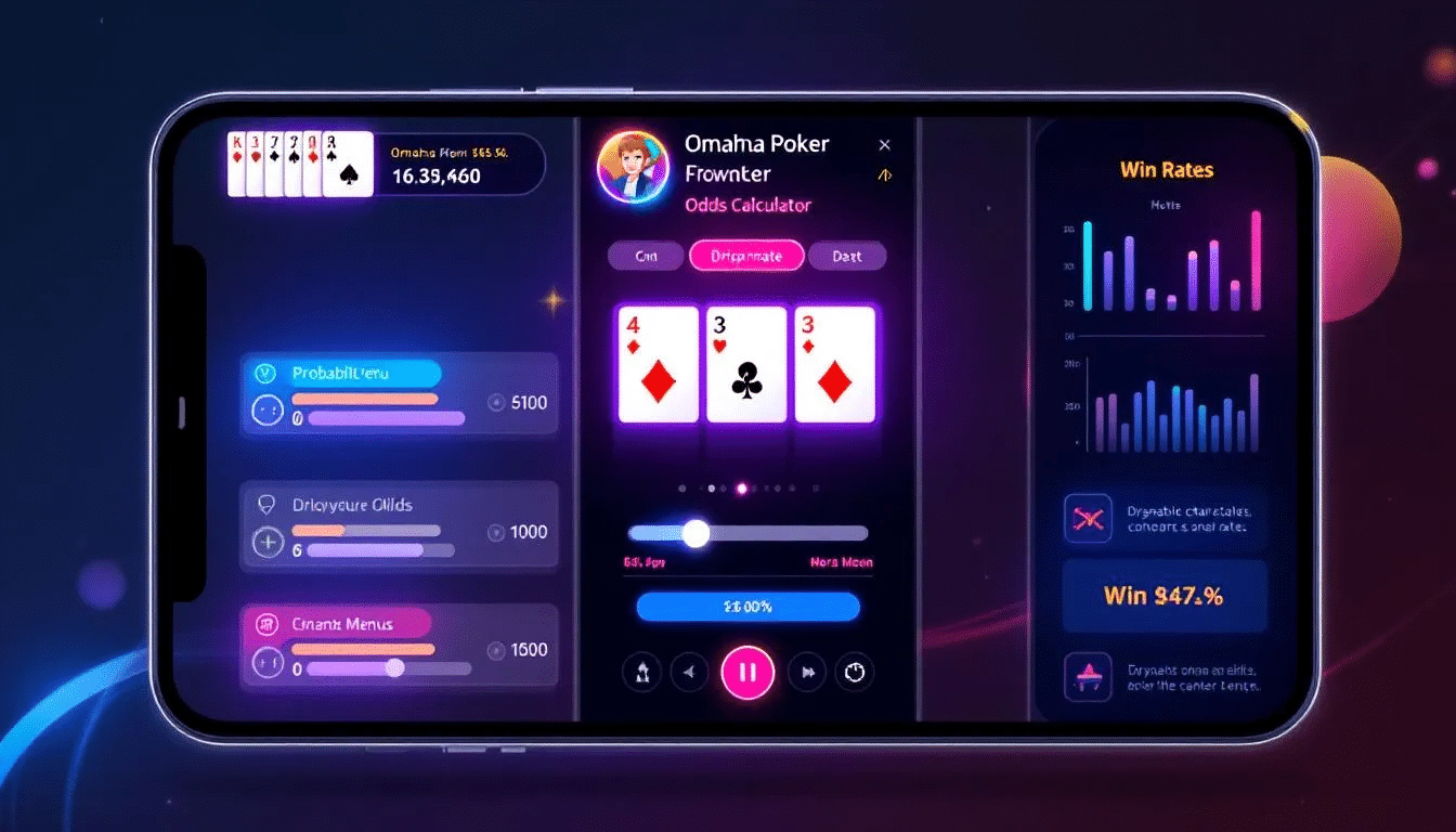 A visual representation of an Omaha poker odds calculator in use.