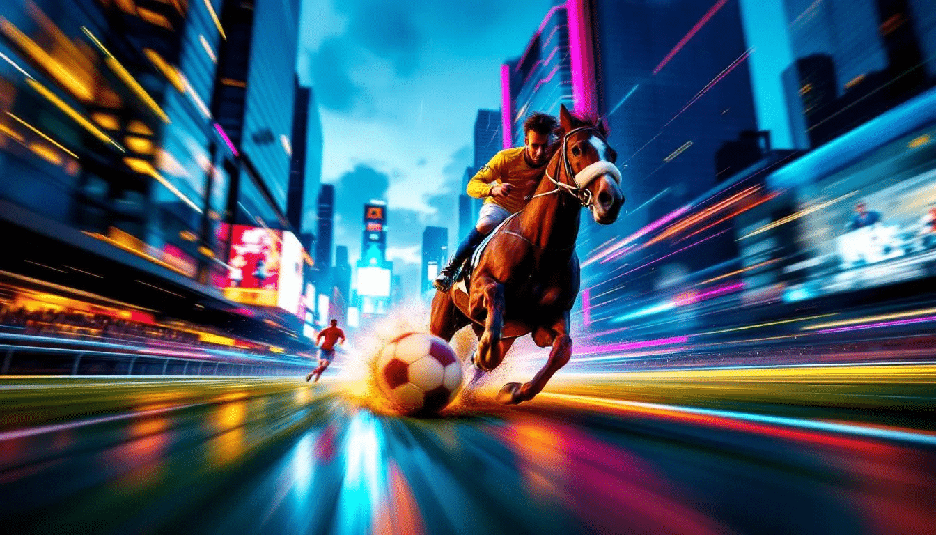 A collage of popular sports like soccer and horse racing featured in betting markets.