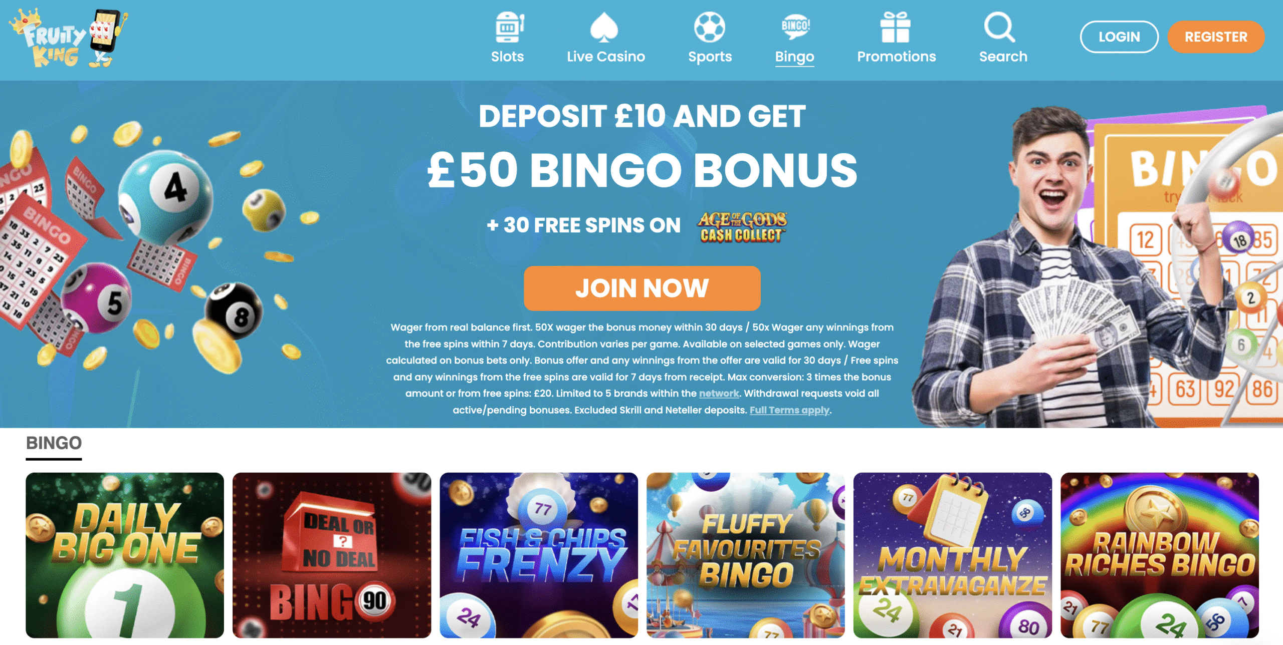 Online bingo bonus promotion at Fruity King