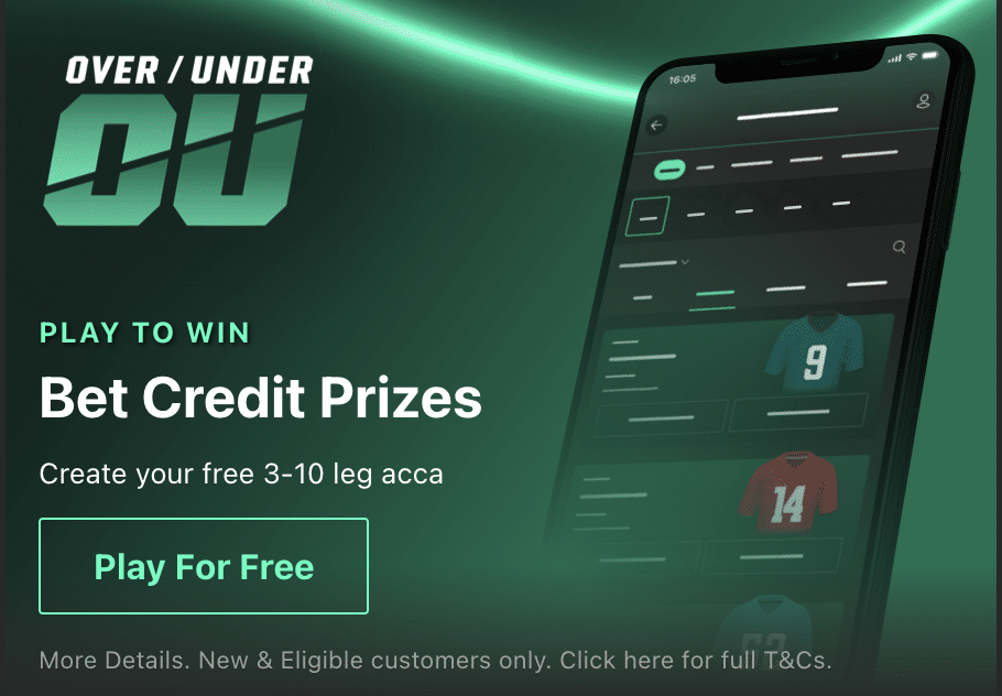 Over Under app promoting bet credit prizes