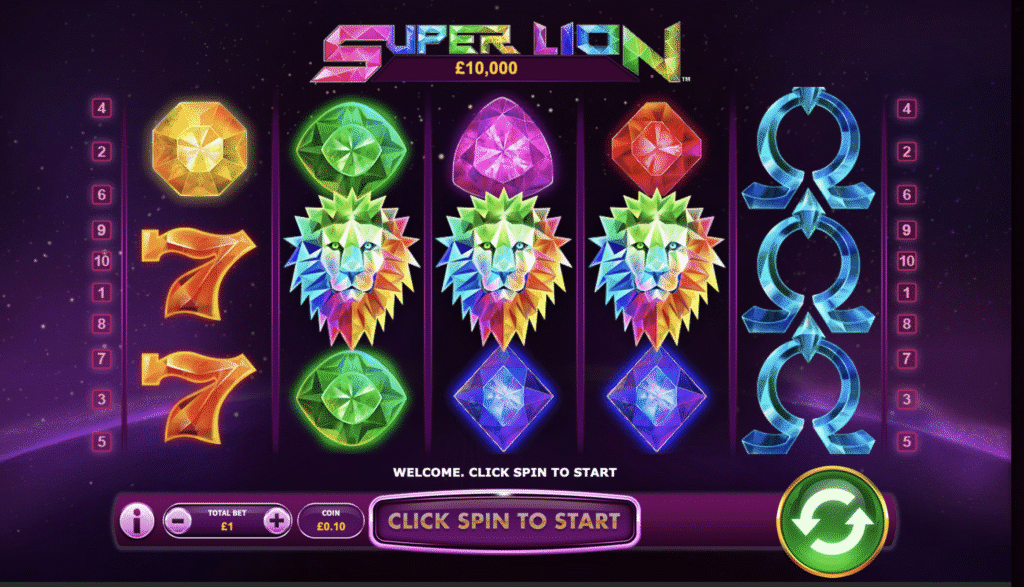 Super Lion colorful online slot game interface