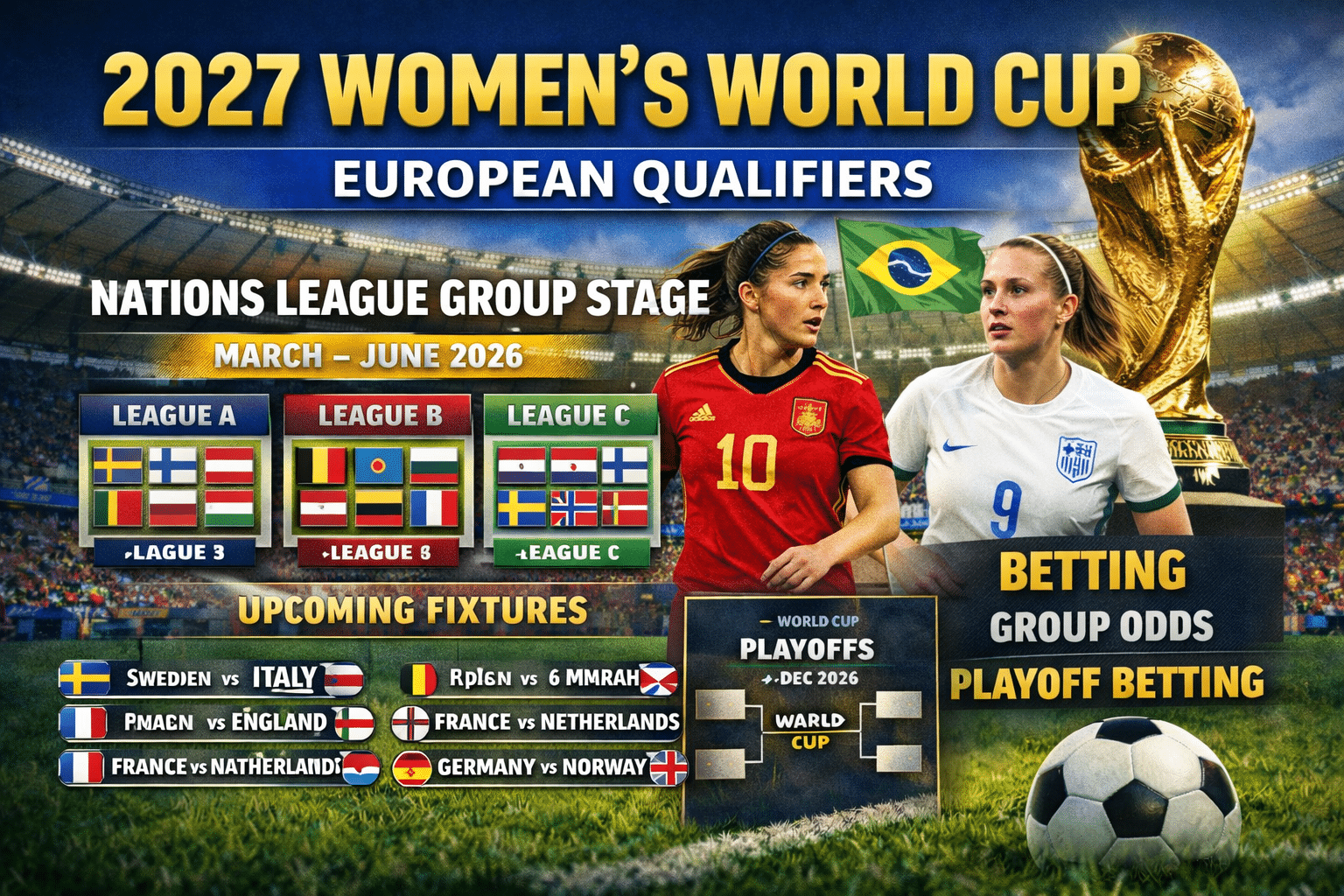 2027 Women's World Cup European Qualifiers schedule graphic